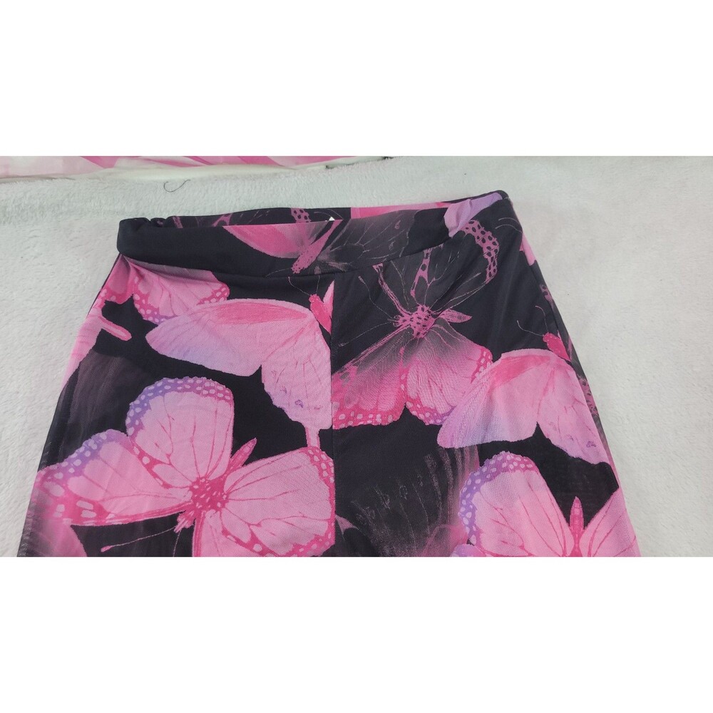​Shein Pink Butterfly Mesh Print Skinny Leggings Pants Medium US 6 Stretchy - Picture 4 of 10